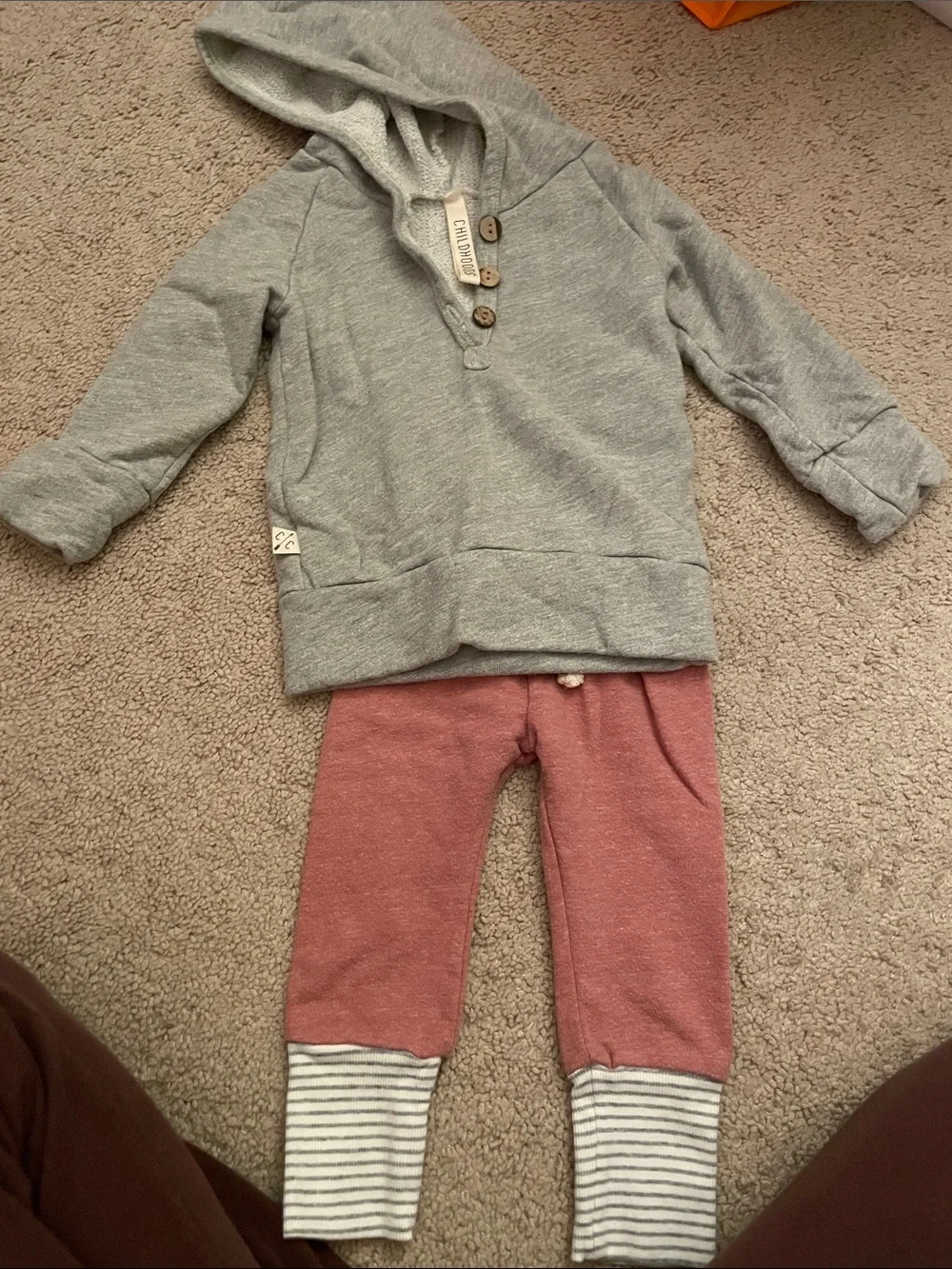Childhood’s Clothing Two-Piece Hooded Top & Pink Leggings Matching Set
